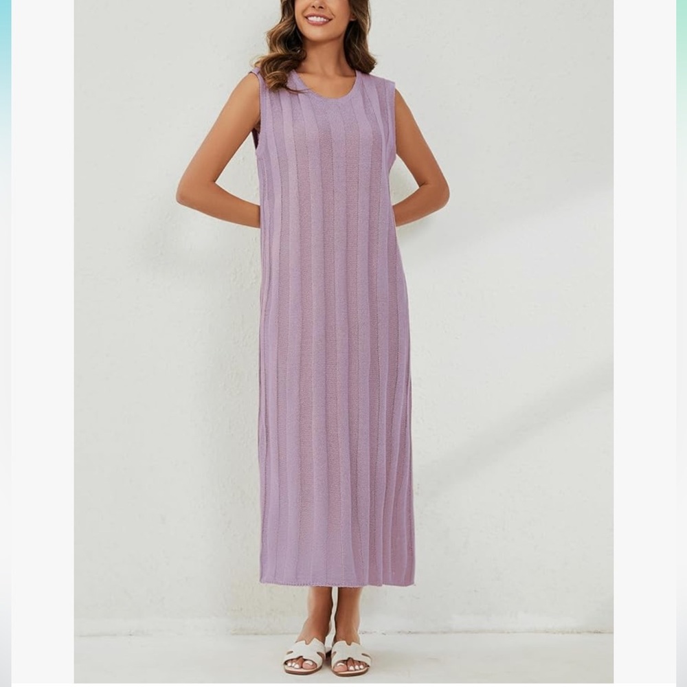 Sleeveless Lavender Maxi Sweater Dress